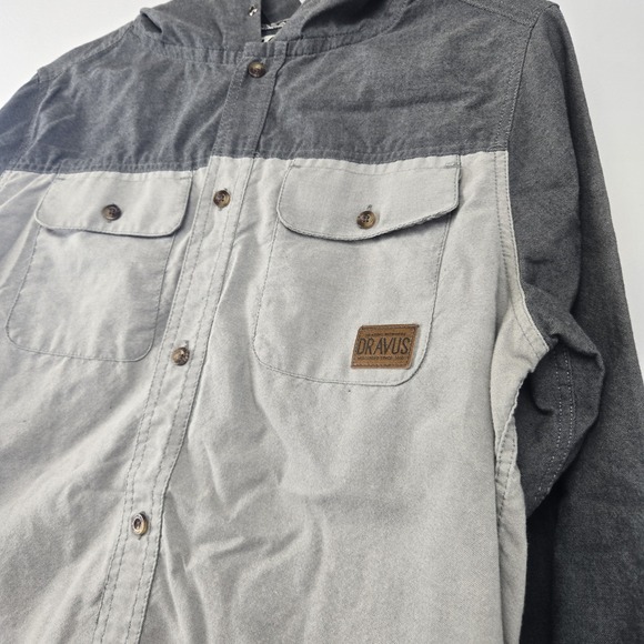 Dravus Hoodie Mens Small Button Shirt Gray Colorblock Outdoor Lightweight - Picture 1 of 6